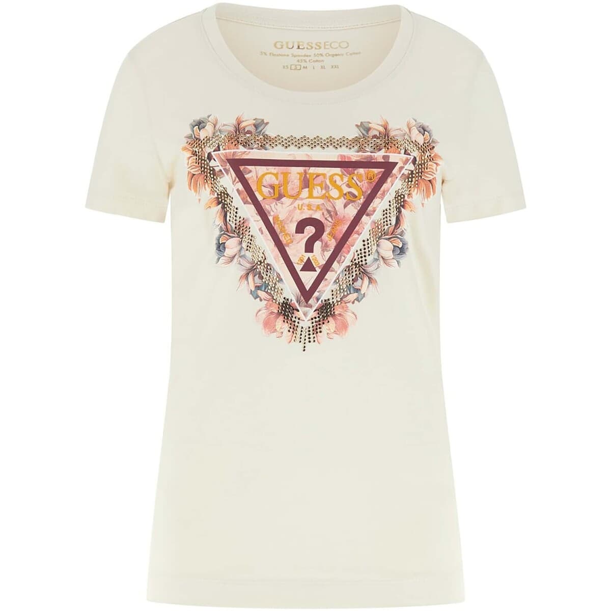 T-shirt με κοντά μανίκια Guess Ss Triangle Flowers Tee