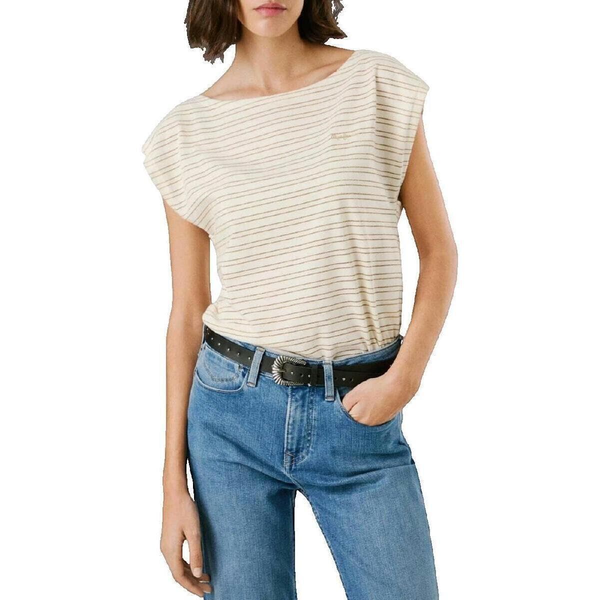 Women's Sleeveless Tops Pepe Jeans Beige