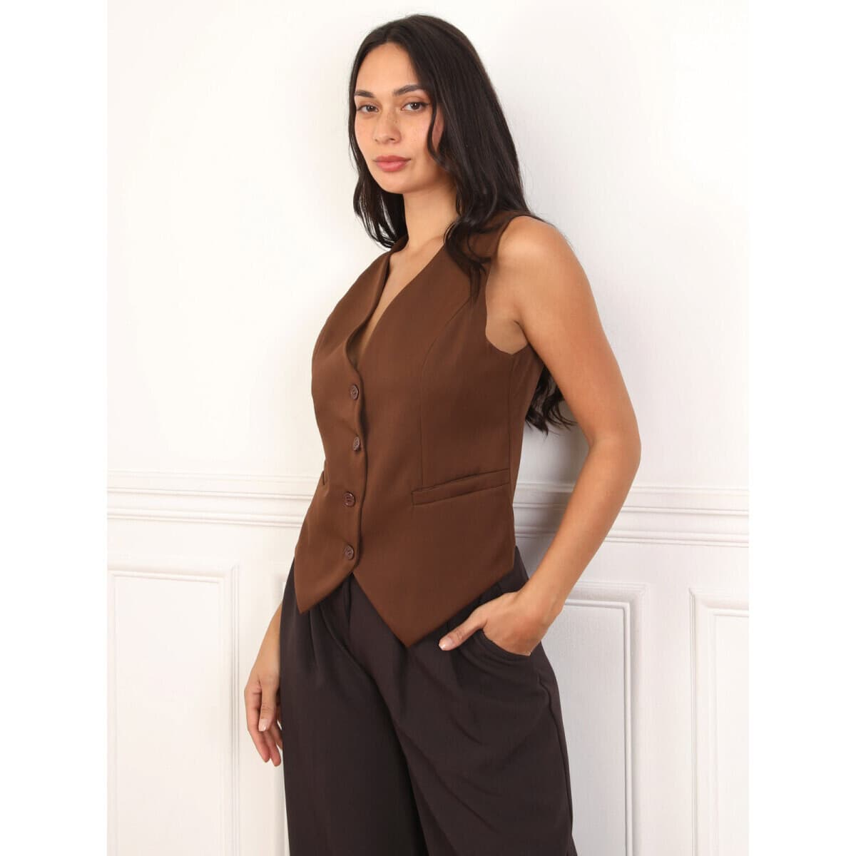 Women's Vests La Modeuse Brown