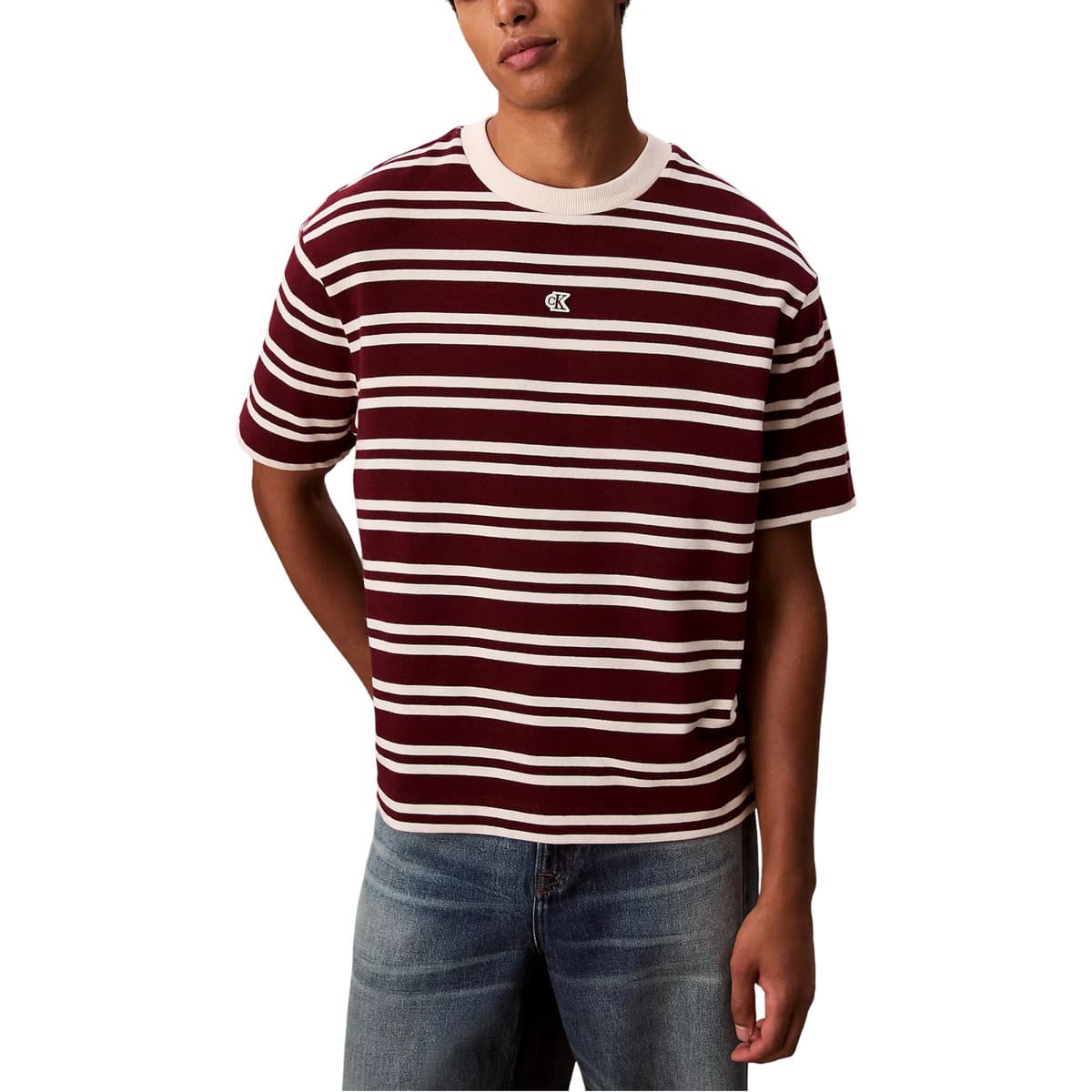 T-shirt με κοντά μανίκια Calvin Klein Jeans SS HVYWT STRIPE JERS LV04RC235G