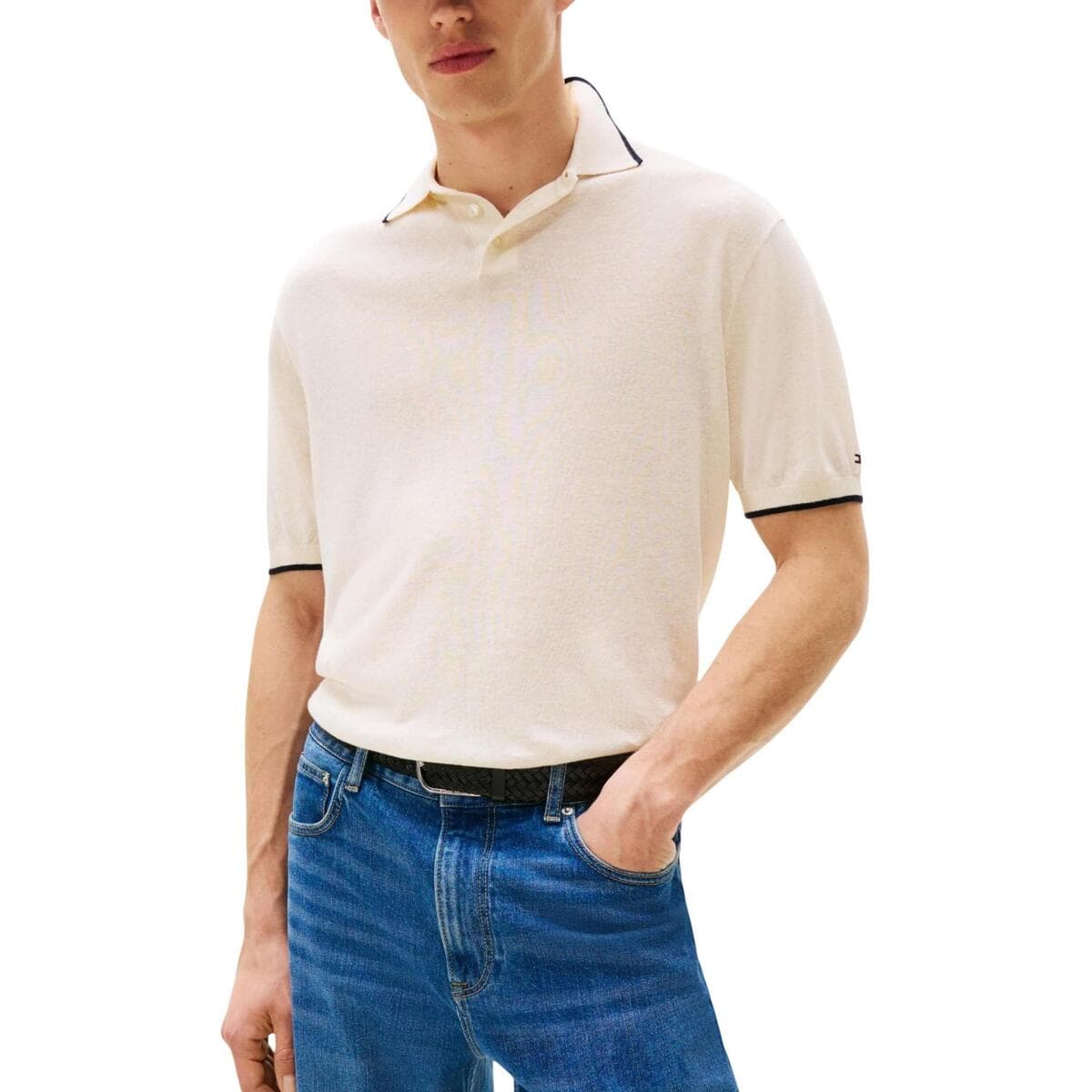 Πόλο με κοντά μανίκια Tommy Hilfiger TENCEL LINEN KNITTED MW0MW40539