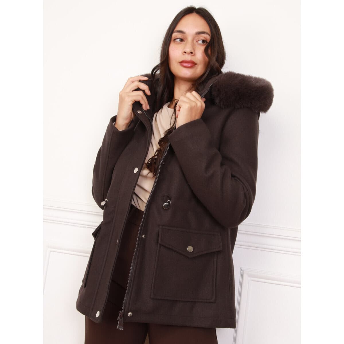 Women's Parkas La Modeuse Brown