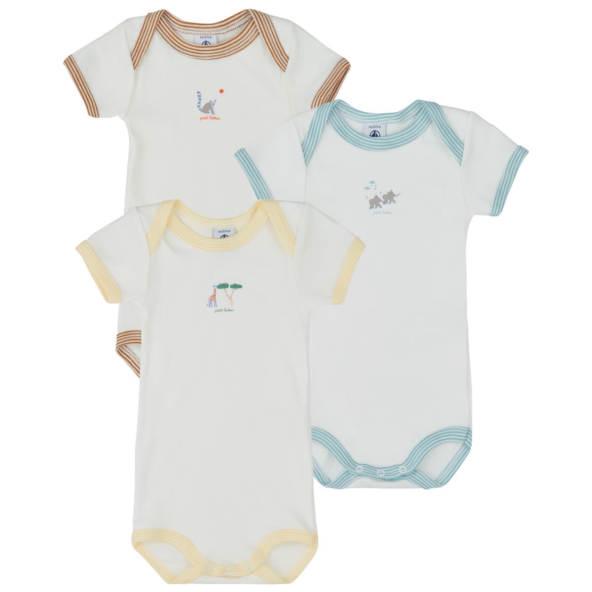 Παιδικά κορμάκια Petit Bateau 3 BODIES US MC