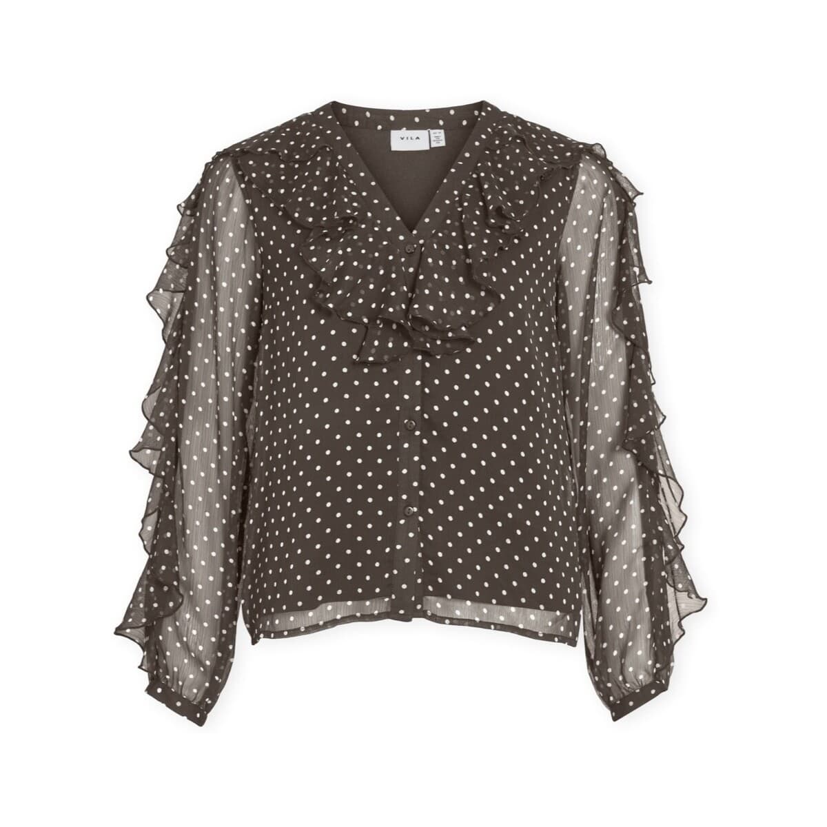 Μπλούζα Vila Top Harley - Chocolate Brown/White