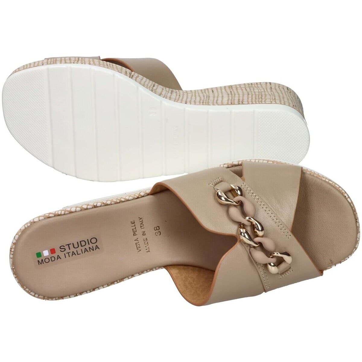 Women's Mules Studio Moda Beige