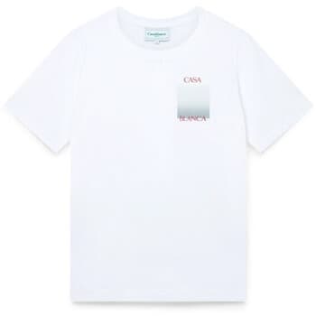 T-shirt με κοντά μανίκια Casablanca GRADIENT SQUARE PRINTED T-SHIRT WHITE
