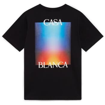 T-shirt με κοντά μανίκια Casablanca GRADIENT STACKED LOGO TSHIRT BLACK