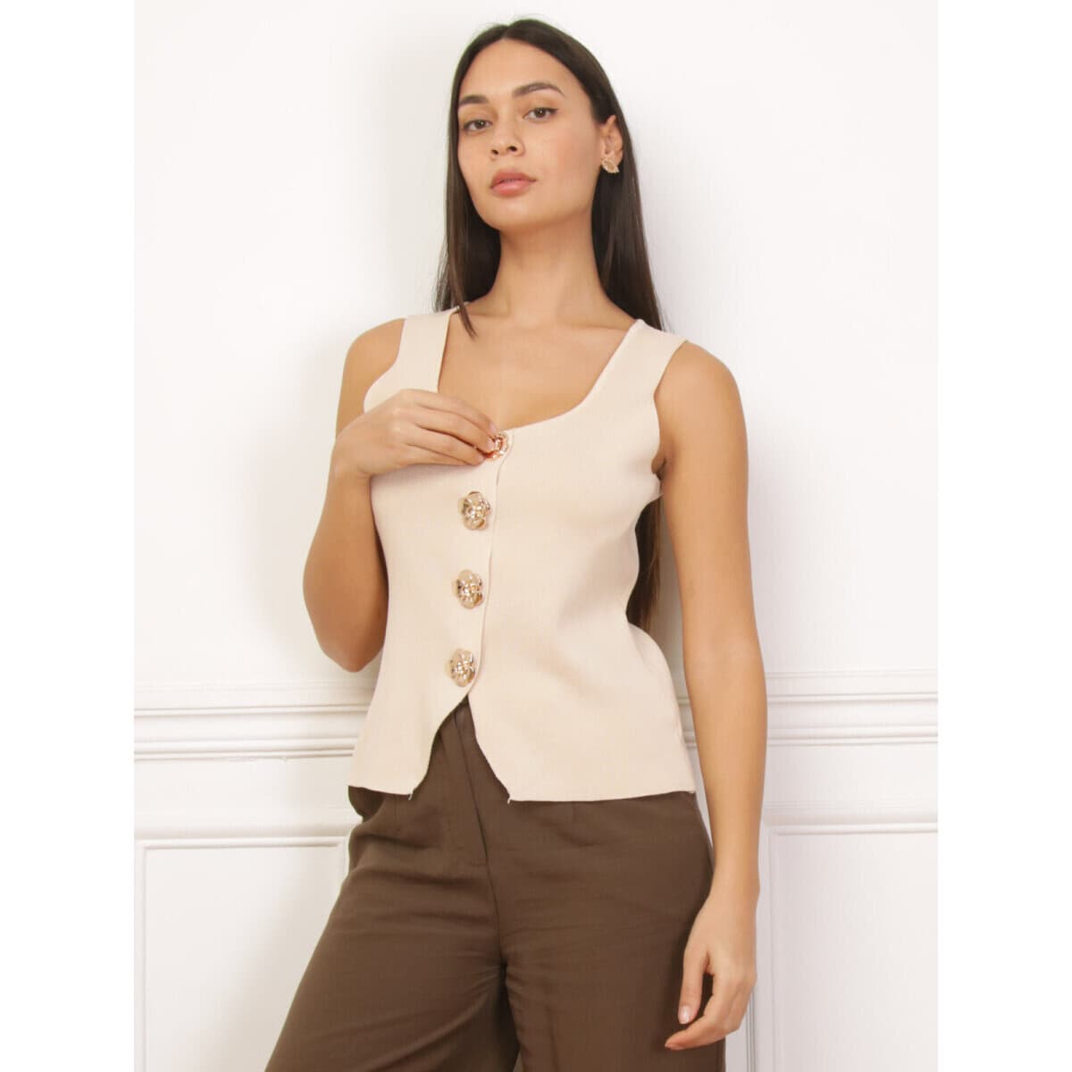 Women's Vests La Modeuse Beige