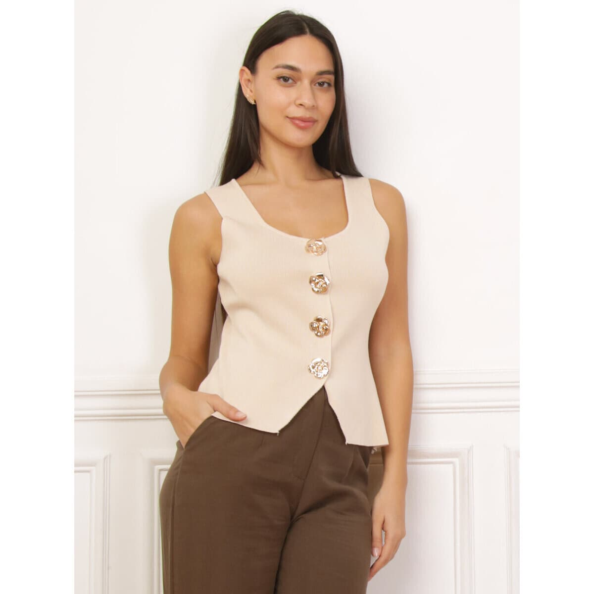 Women's Vests La Modeuse Beige