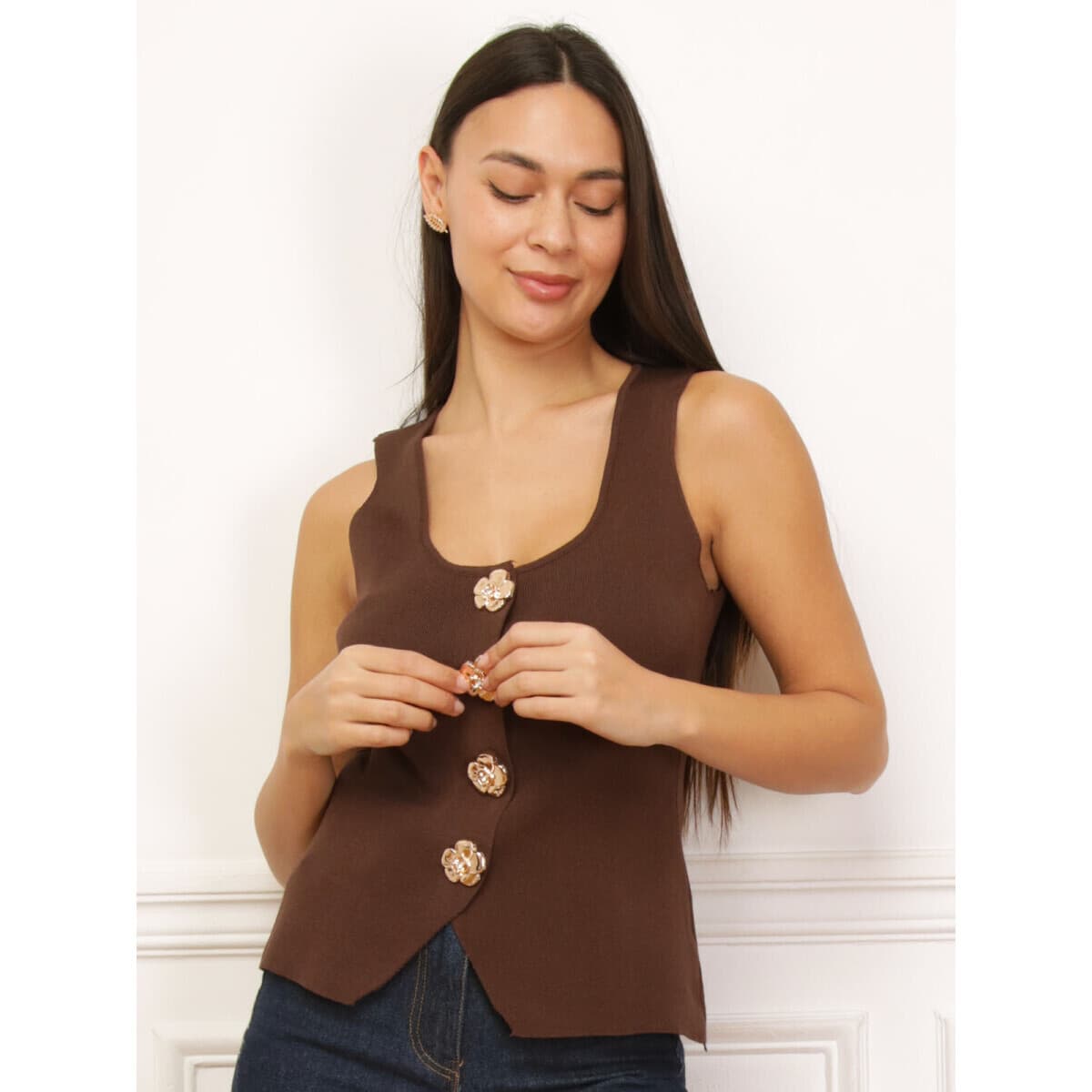 Women's Vests La Modeuse Brown