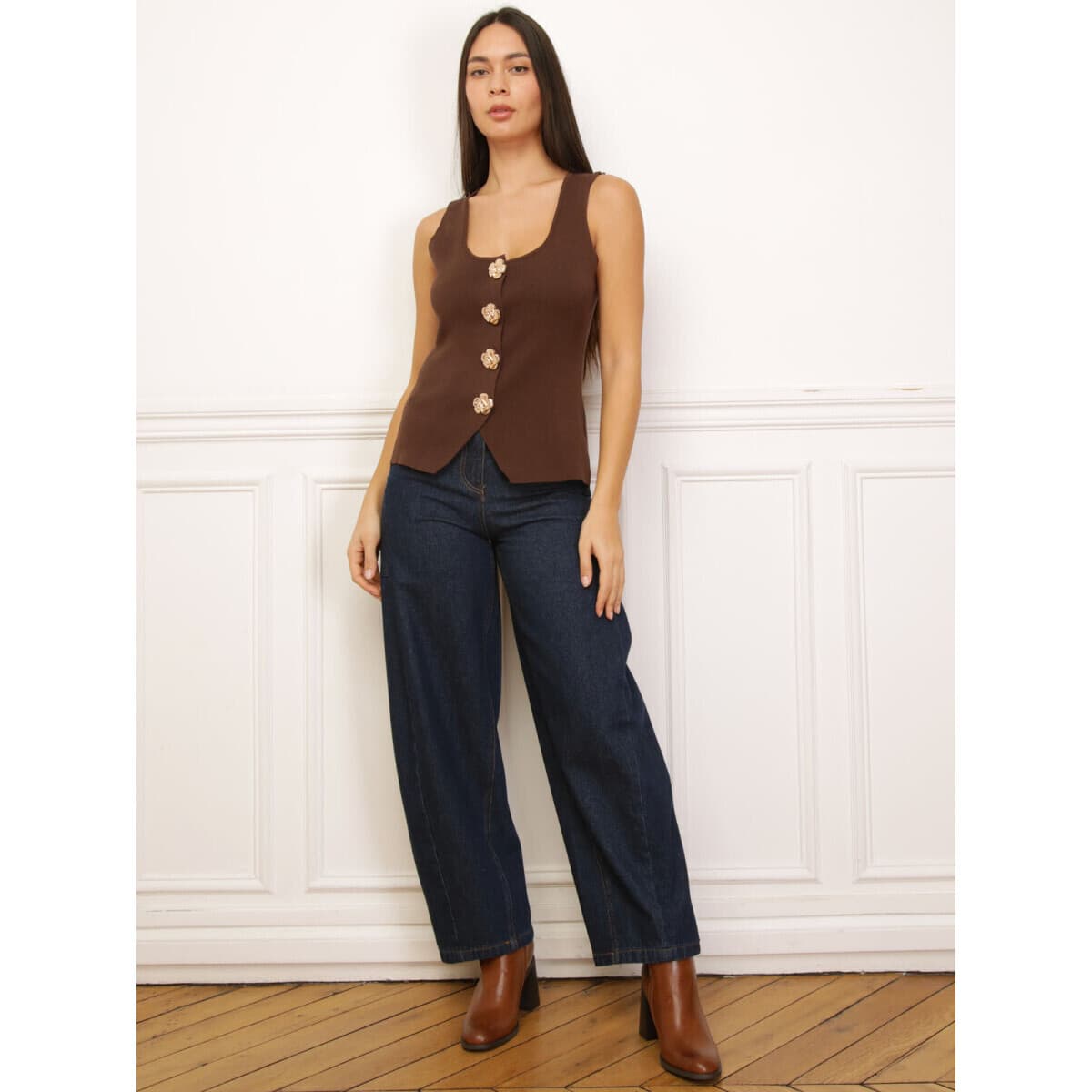 Women's Vests La Modeuse Brown