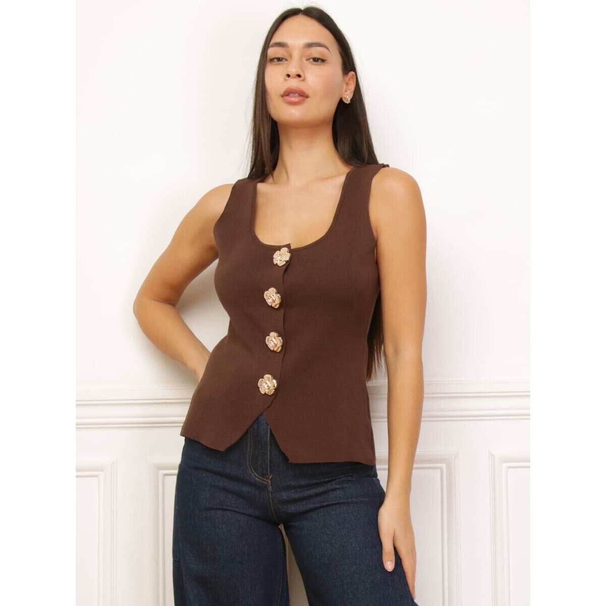 Women's Vests La Modeuse Brown