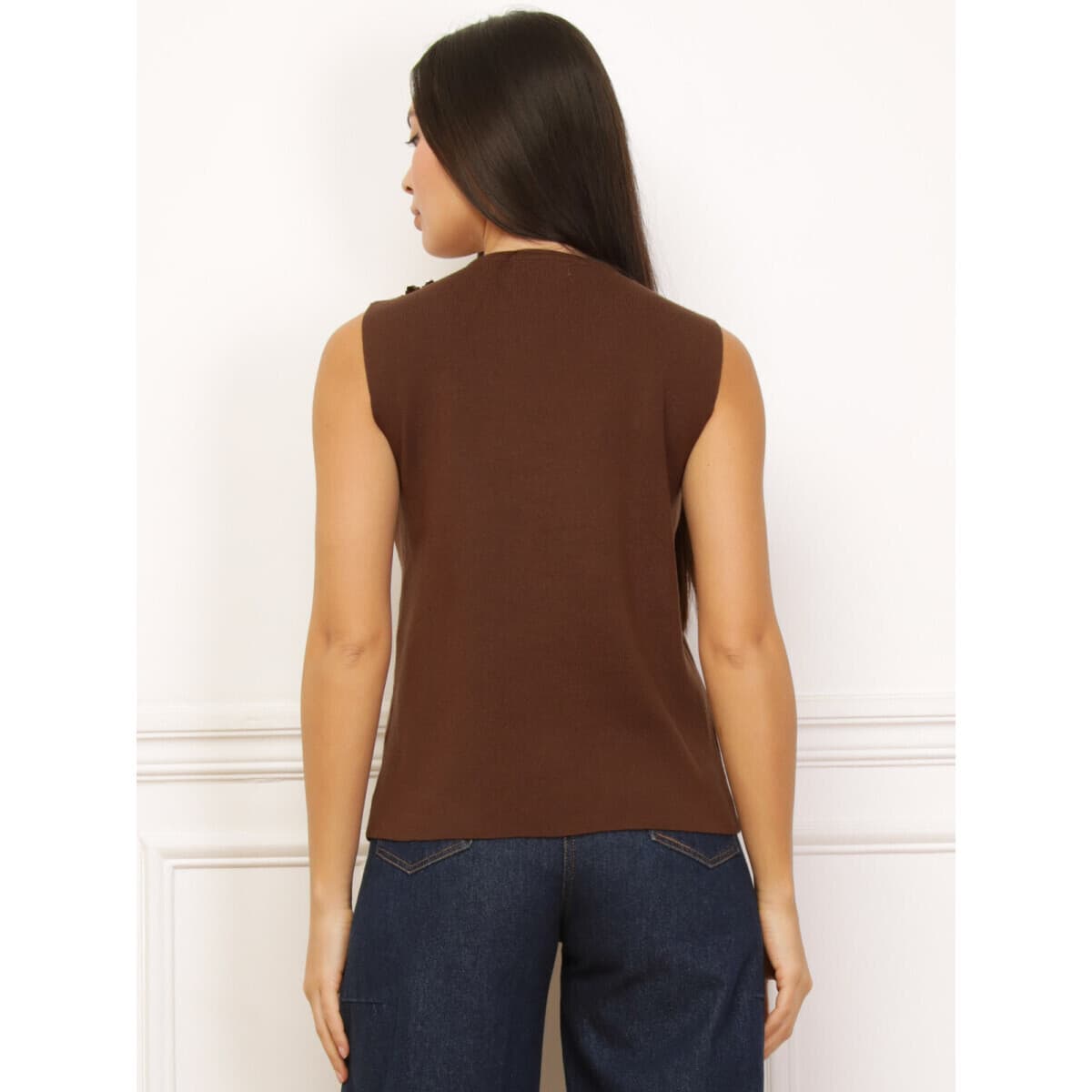 Women's Sleeveless Tops La Modeuse Brown
