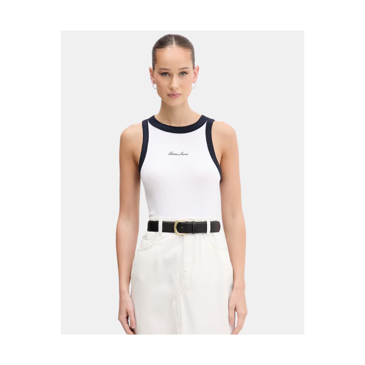 Women's Sleeveless Tops Guess White