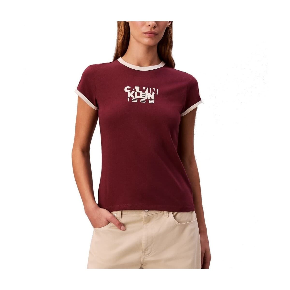 T-shirt με κοντά μανίκια Calvin Klein Jeans Camisetas Mujer Modèle Lv047d208g