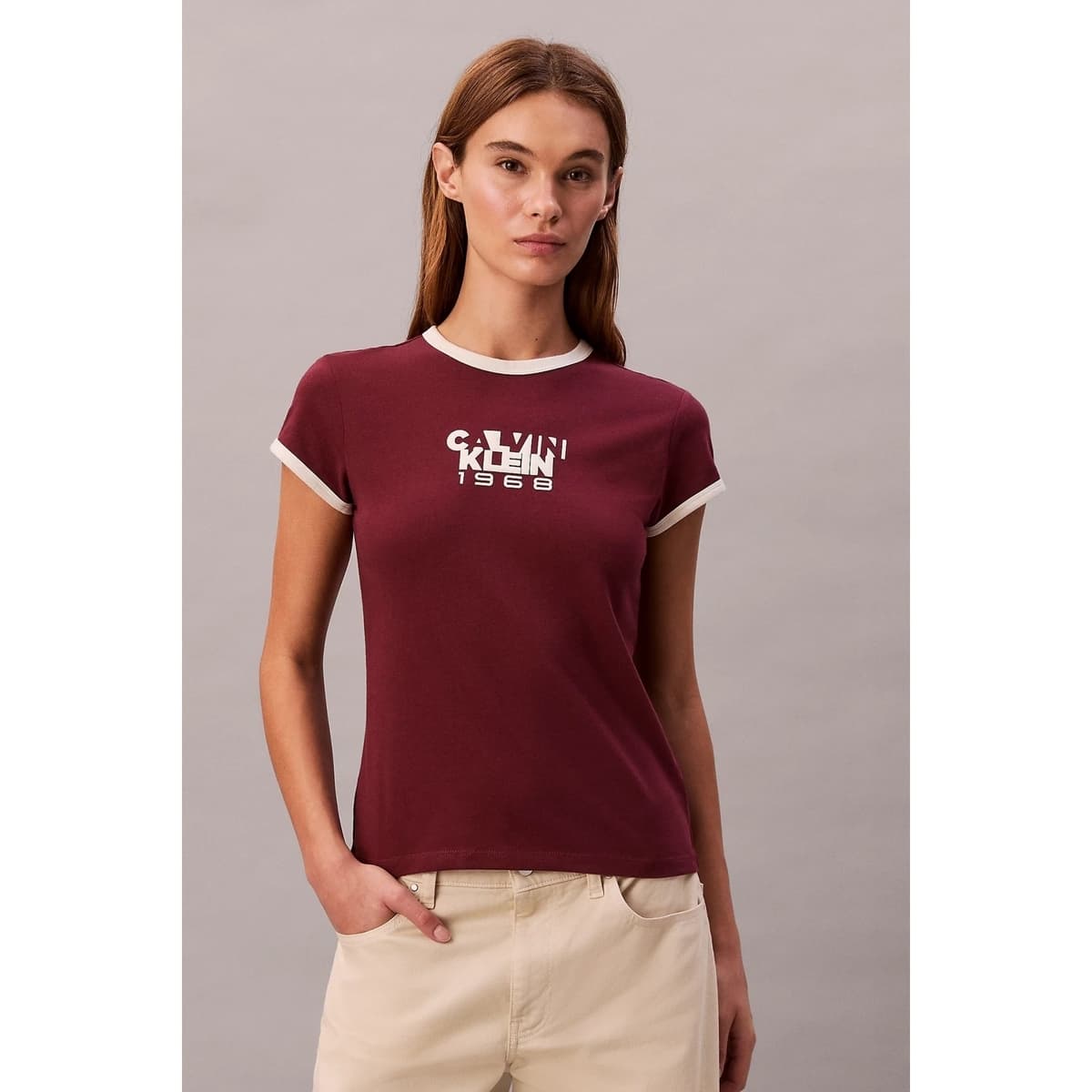 Women's T-Shirts Calvin Klein Bordeaux