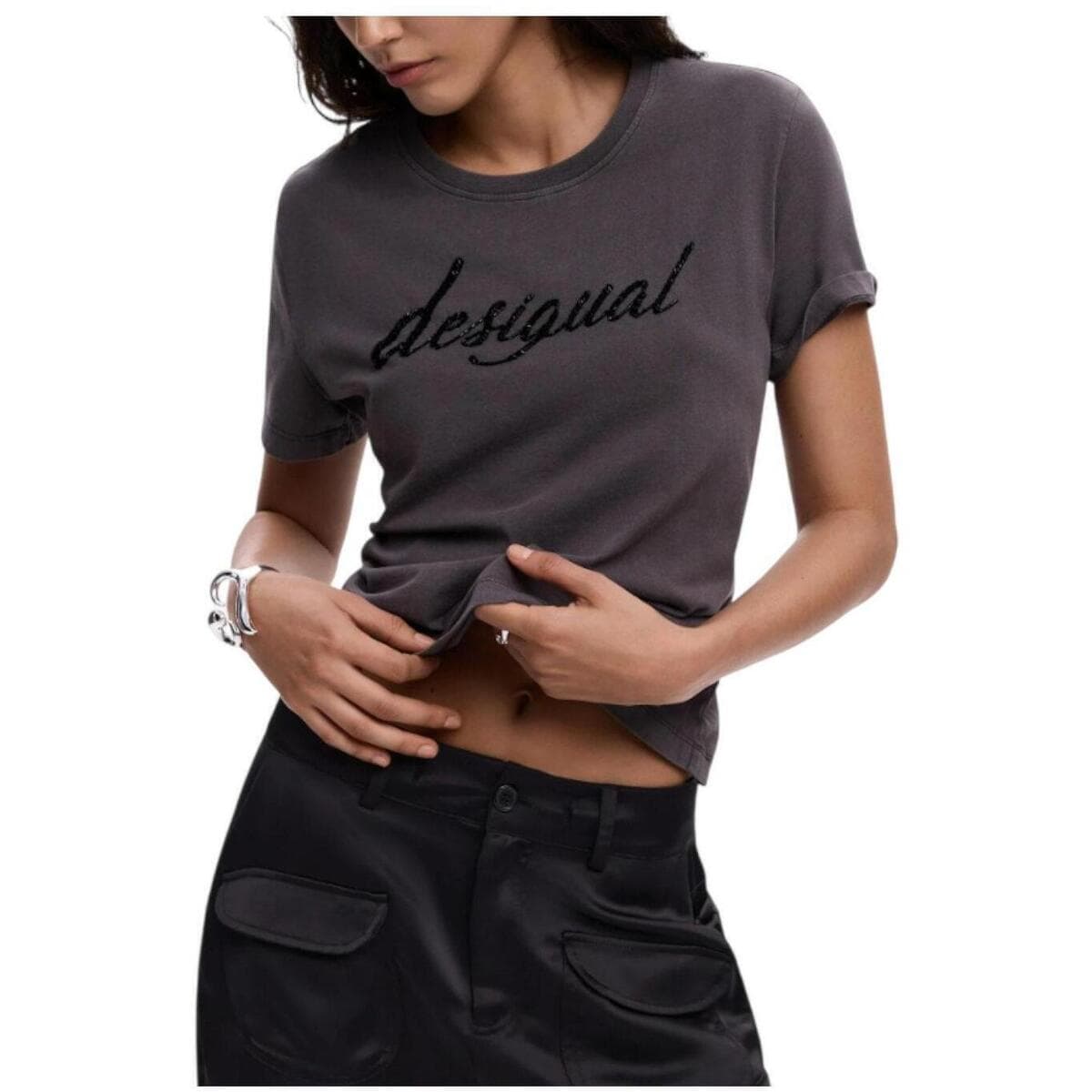 Women's T-Shirts Desigual Gray