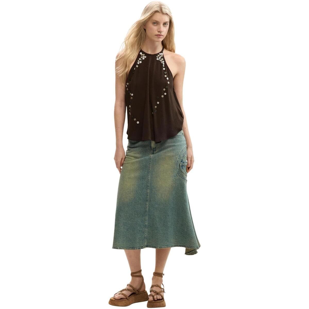 Women's Sleeveless Tops Desigual Brown