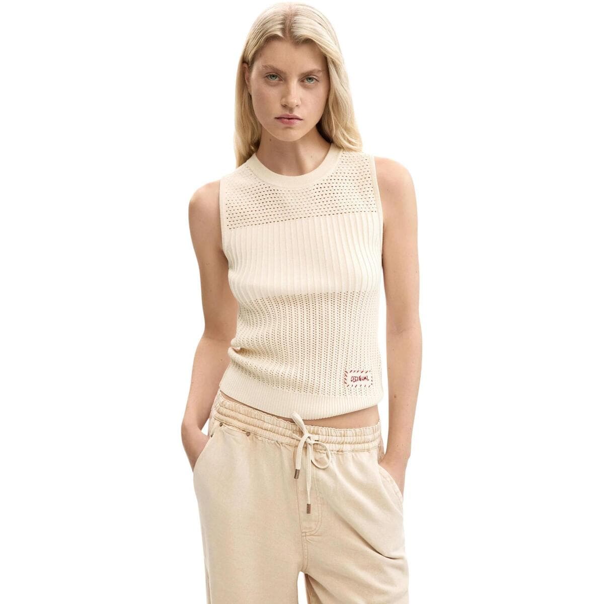 Women's Sleeveless Tops Desigual Beige