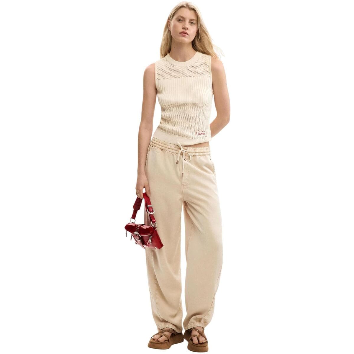 Women's Sleeveless Tops Desigual Beige