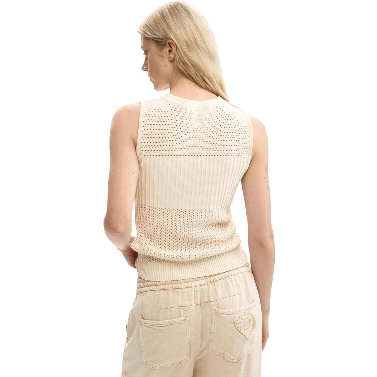 Women's Sleeveless Tops Desigual Beige