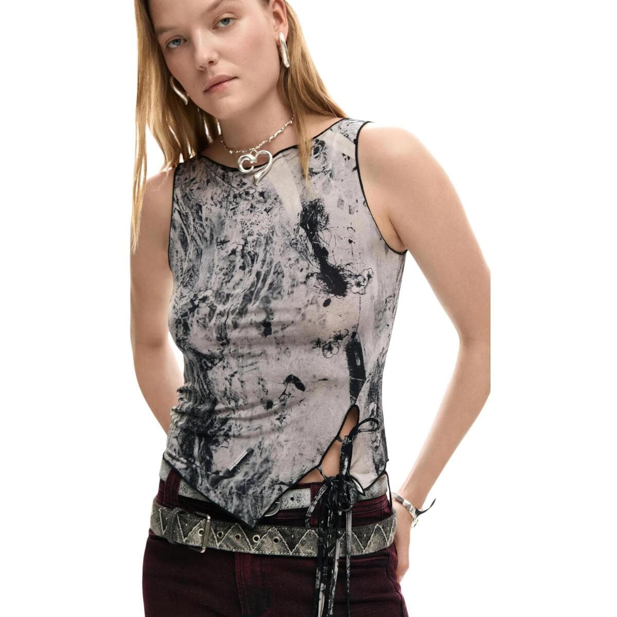 Women's Sleeveless Tops Desigual Gray