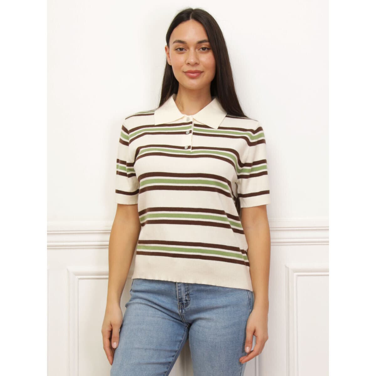 Women's Polo Shirts La Modeuse Beige