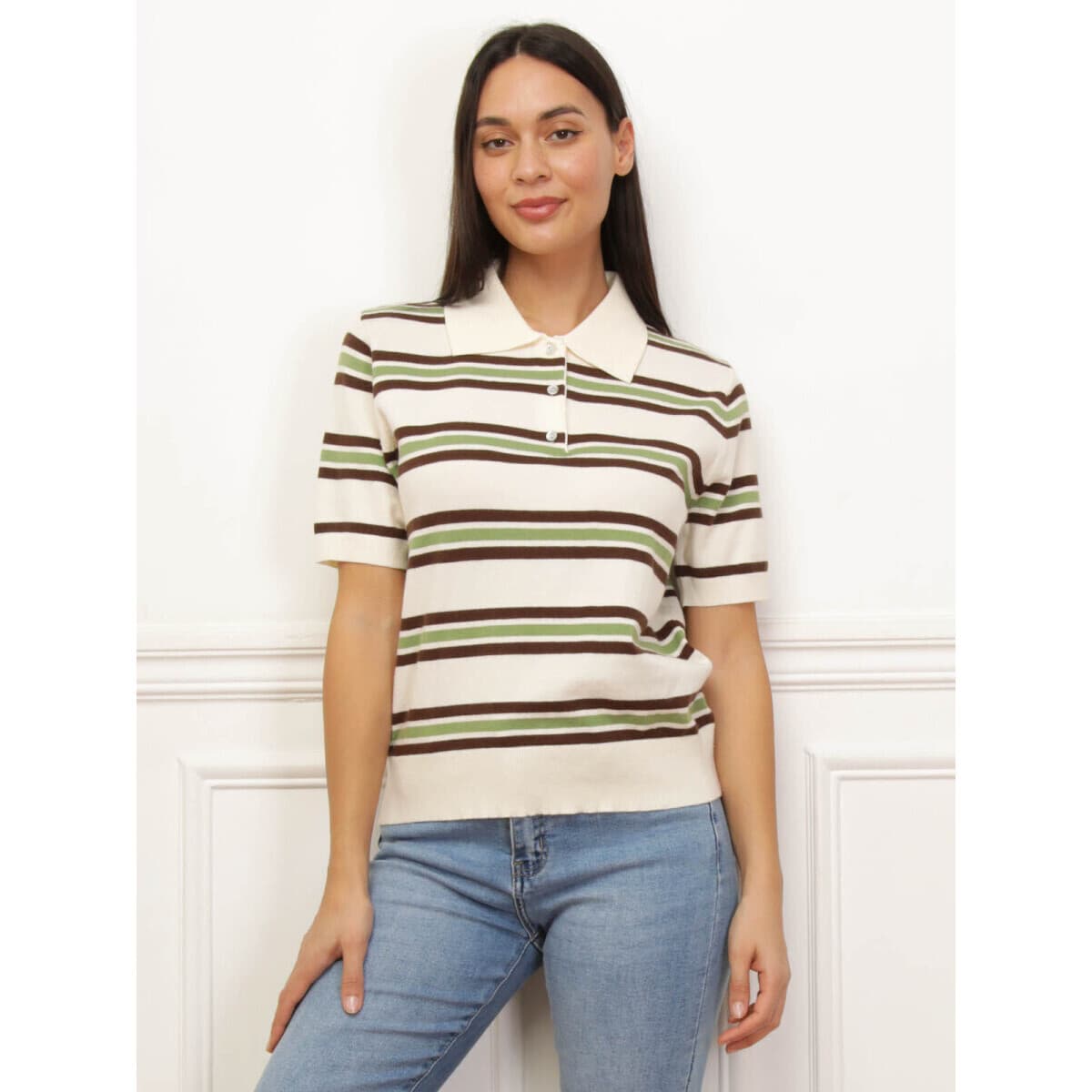 Women's Polo Shirts La Modeuse Beige