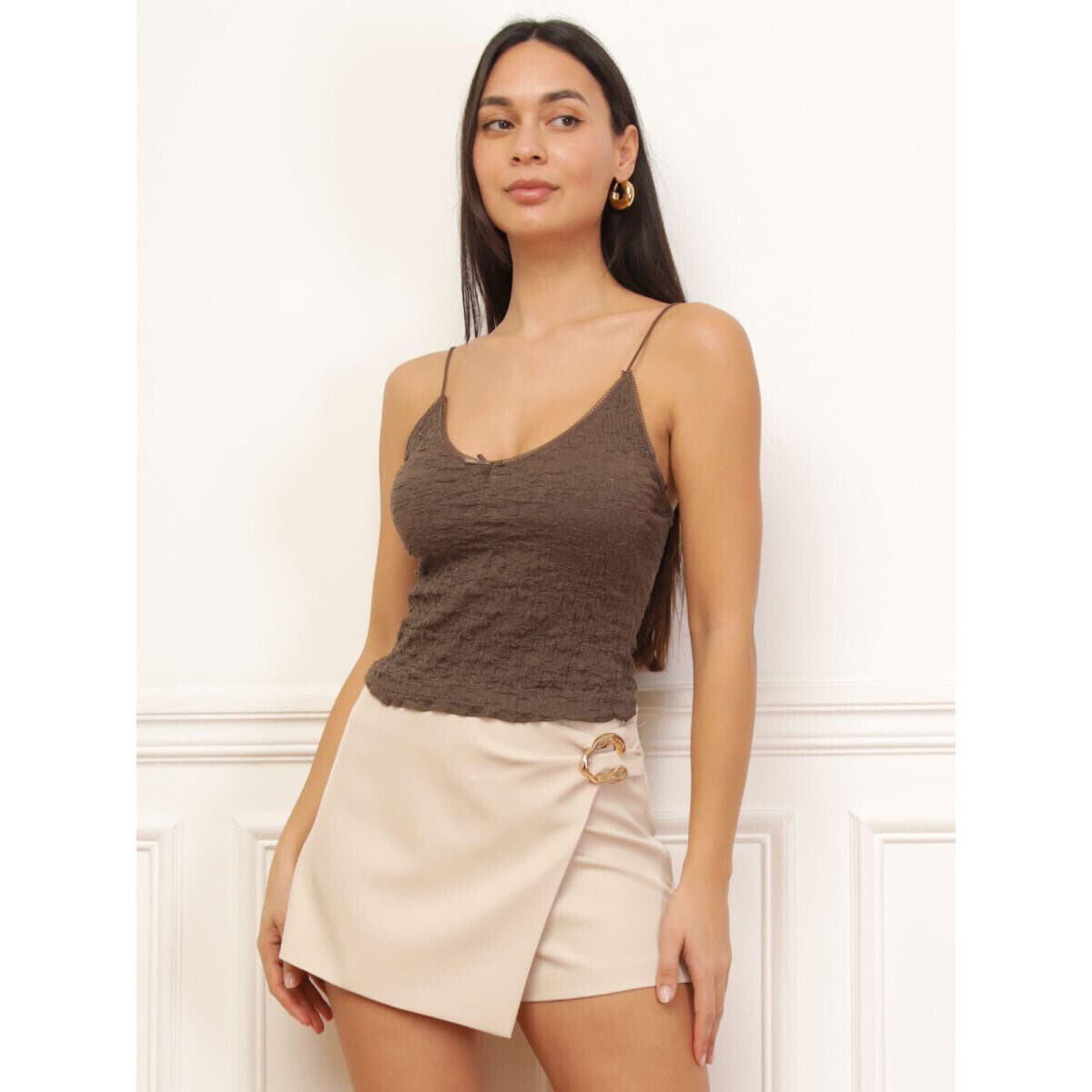 Women's Sleeveless Tops La Modeuse Brown