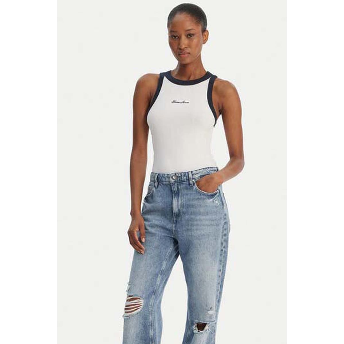 Women's Sleeveless Tops Guess White