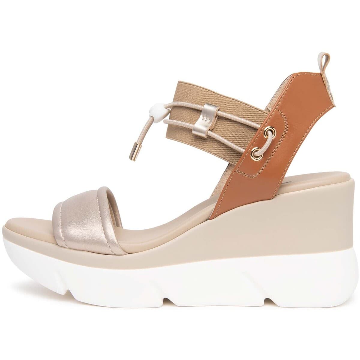 Σανδάλια με πλατφόρμα NeroGiardini Etoile Sand Armenia Cognac Elastico T.Brill