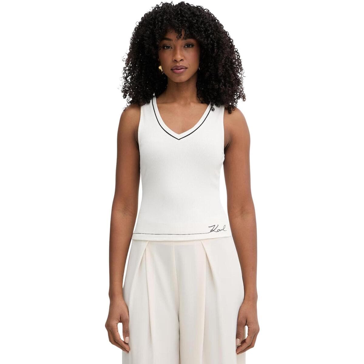 Αμάνικα/T-shirts χωρίς μανίκια Karl Lagerfeld SIGNATURE LOUGE TANK TOP B2W44008