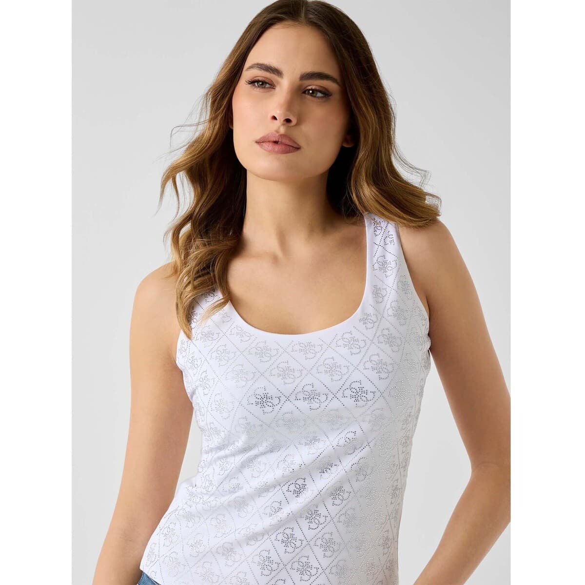 Women's Sleeveless Tops Guess White