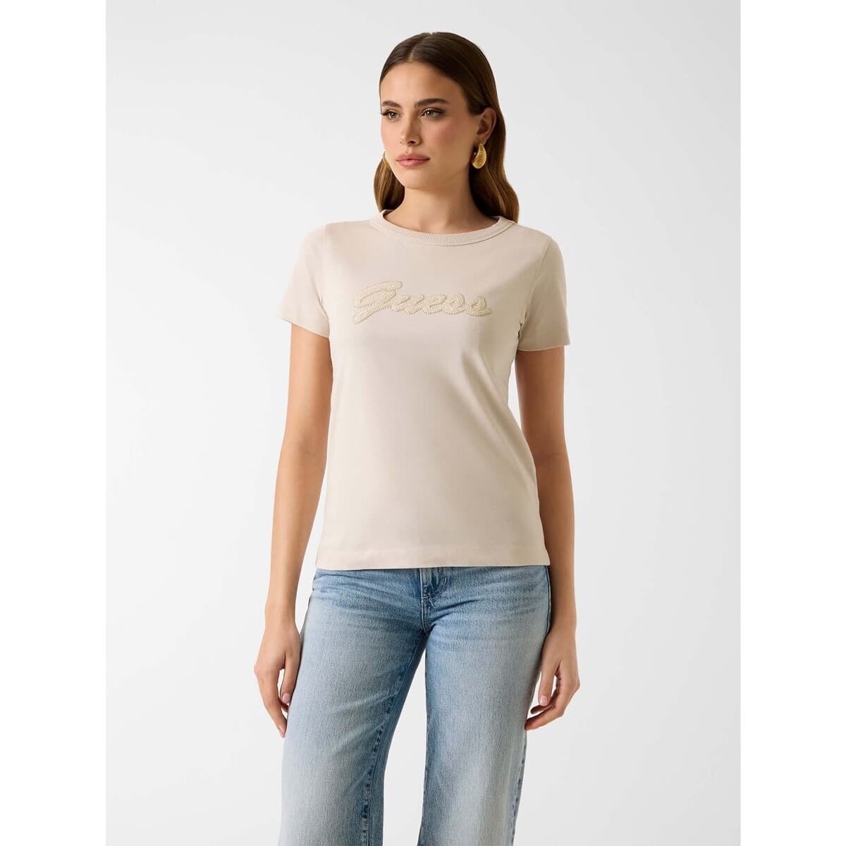 Women's T-Shirts Guess Beige