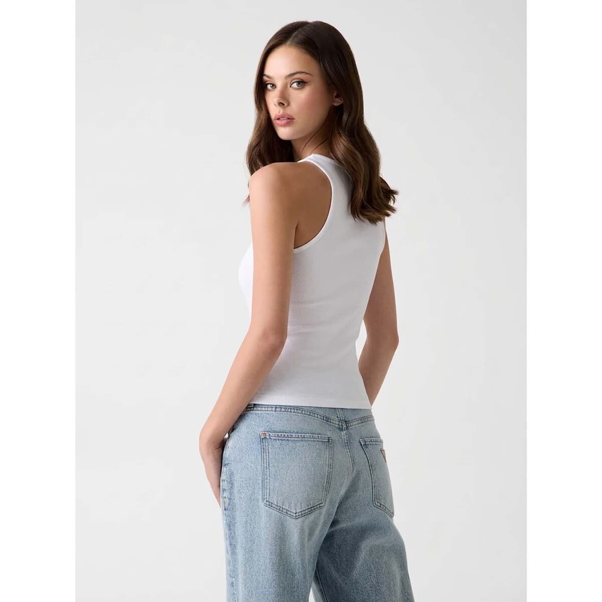 Women's Sleeveless Tops Guess White