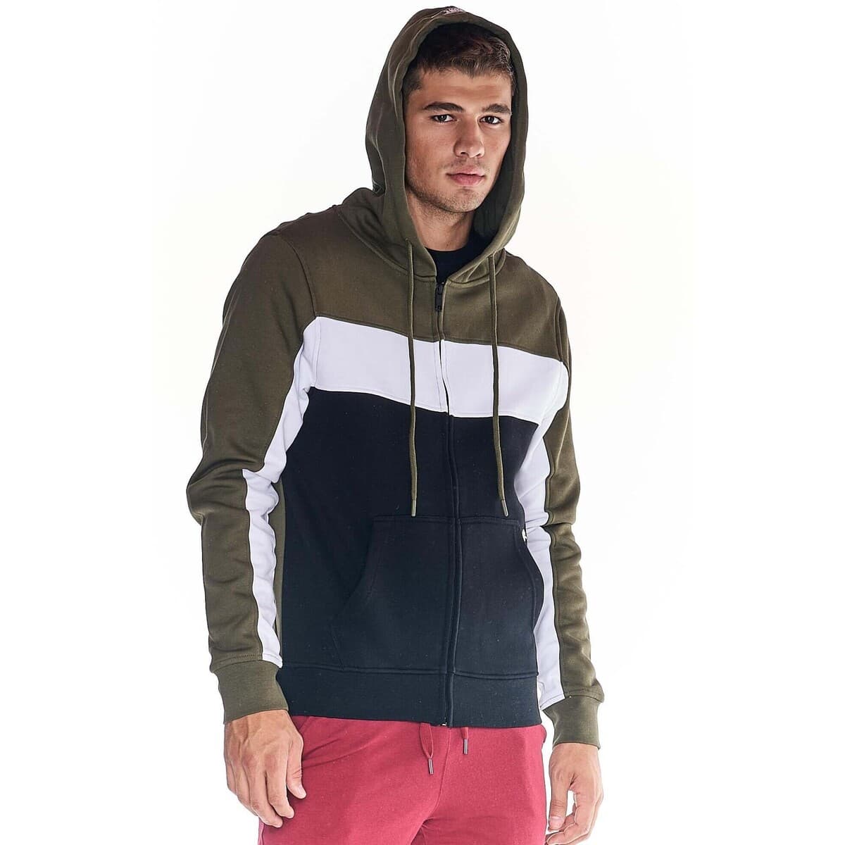 T-shirt με κουκούλα Leone 1947 Man Hoody Full Zip Earth Tones