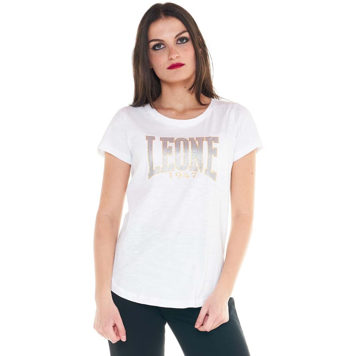 T-shirt με κοντά μανίκια Leone 1947 Woman T-Shirt Short Sleeves Gold Silver