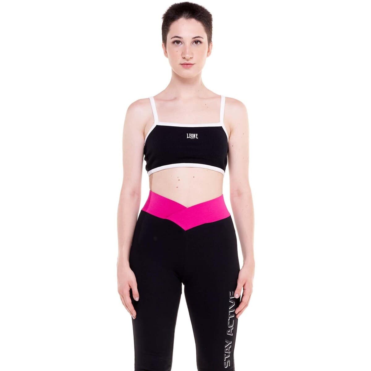 Αμάνικα/T-shirts χωρίς μανίκια Leone 1947 Woman Rib Top Black Boring