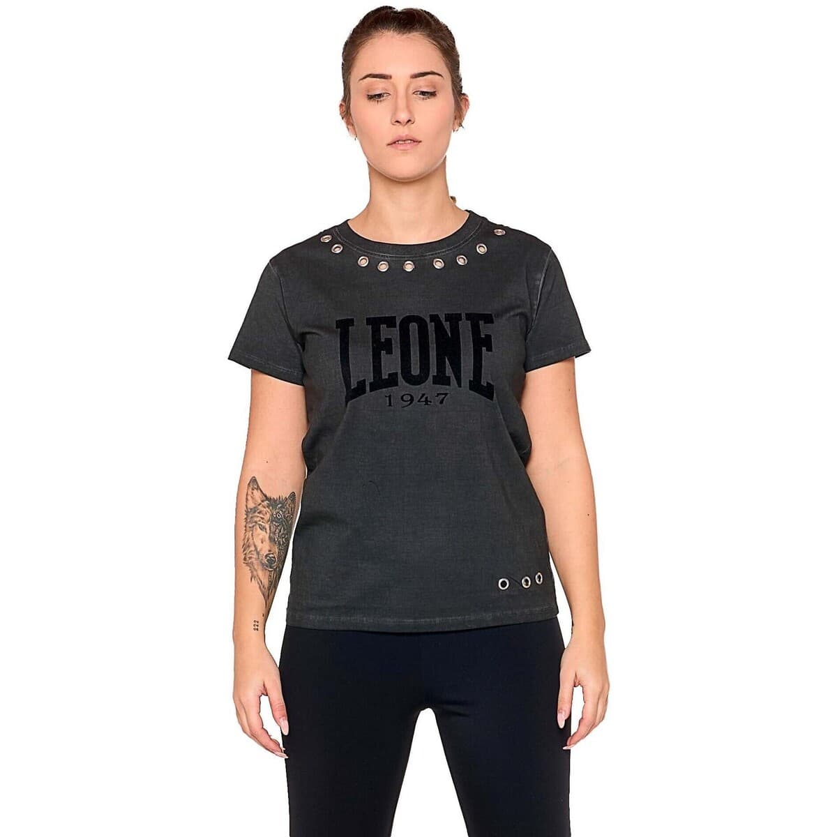 T-shirt με κοντά μανίκια Leone 1947 Woman Short Sleeves Black Ring