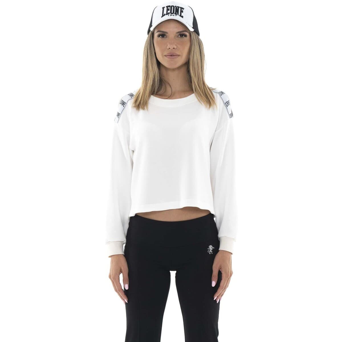 Αθλητικό T-shirt Leone 1947 Woman Crewneck Black White