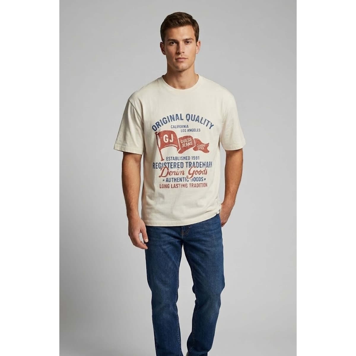 Men's T-Shirts Guess Beige