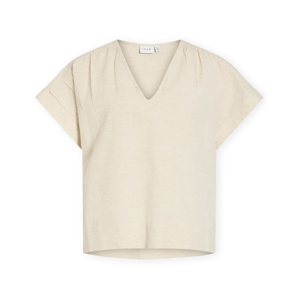 Μπλούζα Vila Top Prisilla V-Neck - Super Light Natural Melange