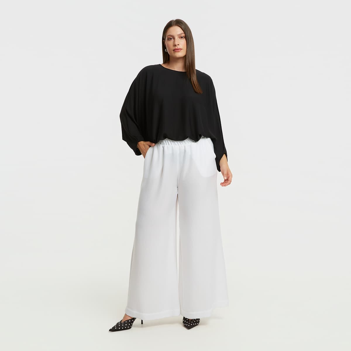 Σατέν παντελόνα με ελαστική μέση