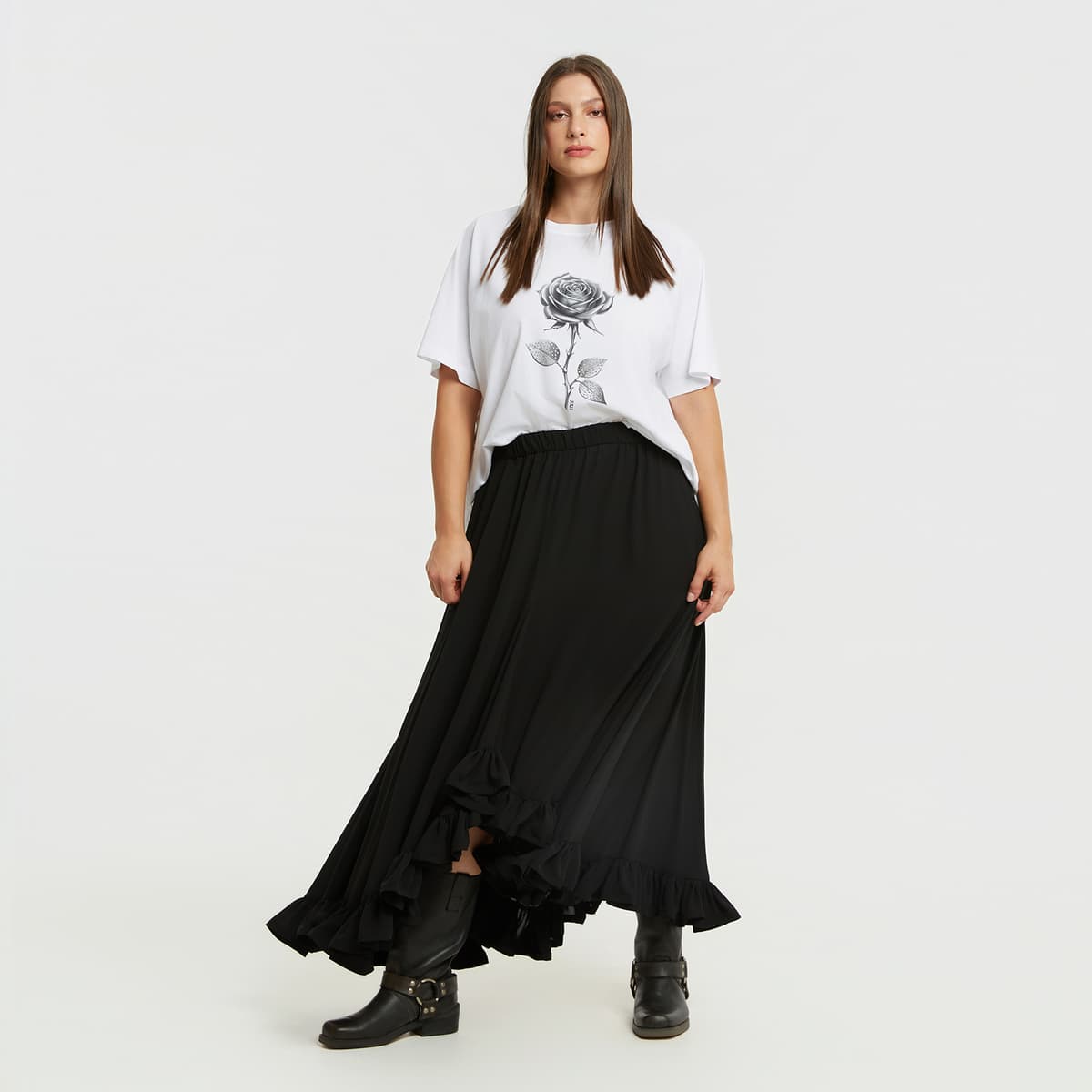 Αέρινη maxi φούστα με βολάν