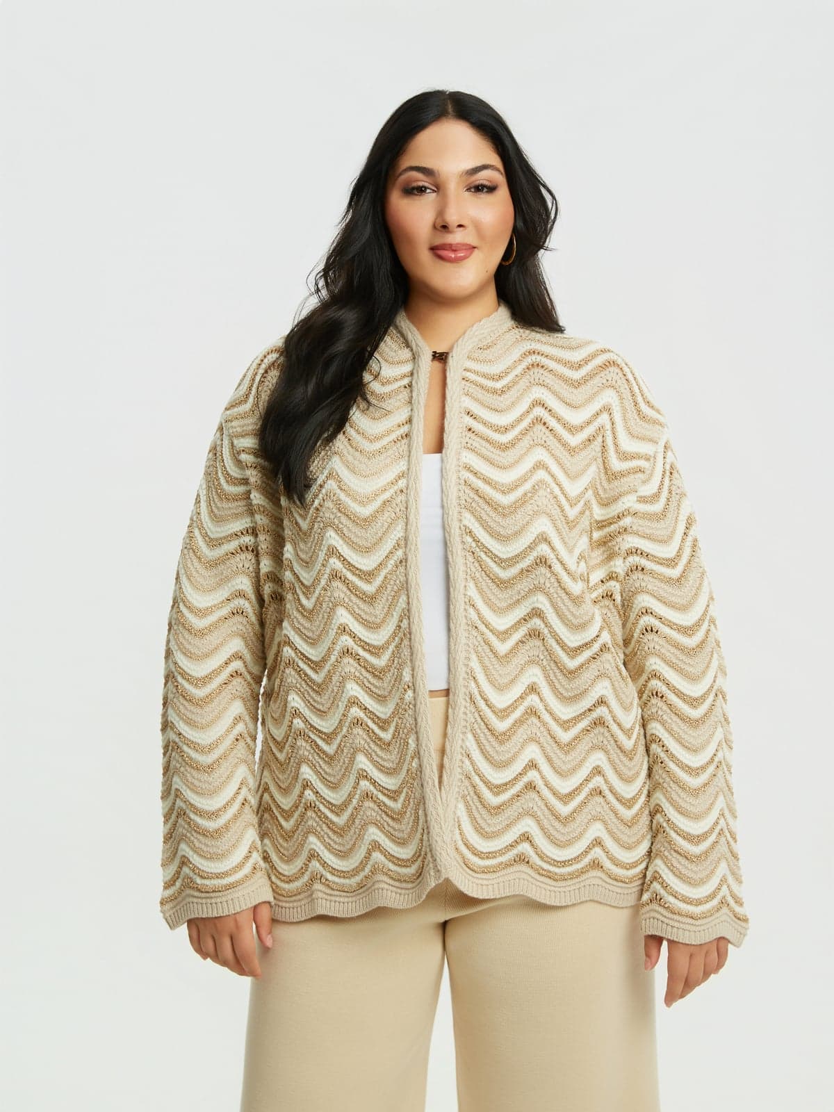 Women's Cardigans Mat Fashion Beige