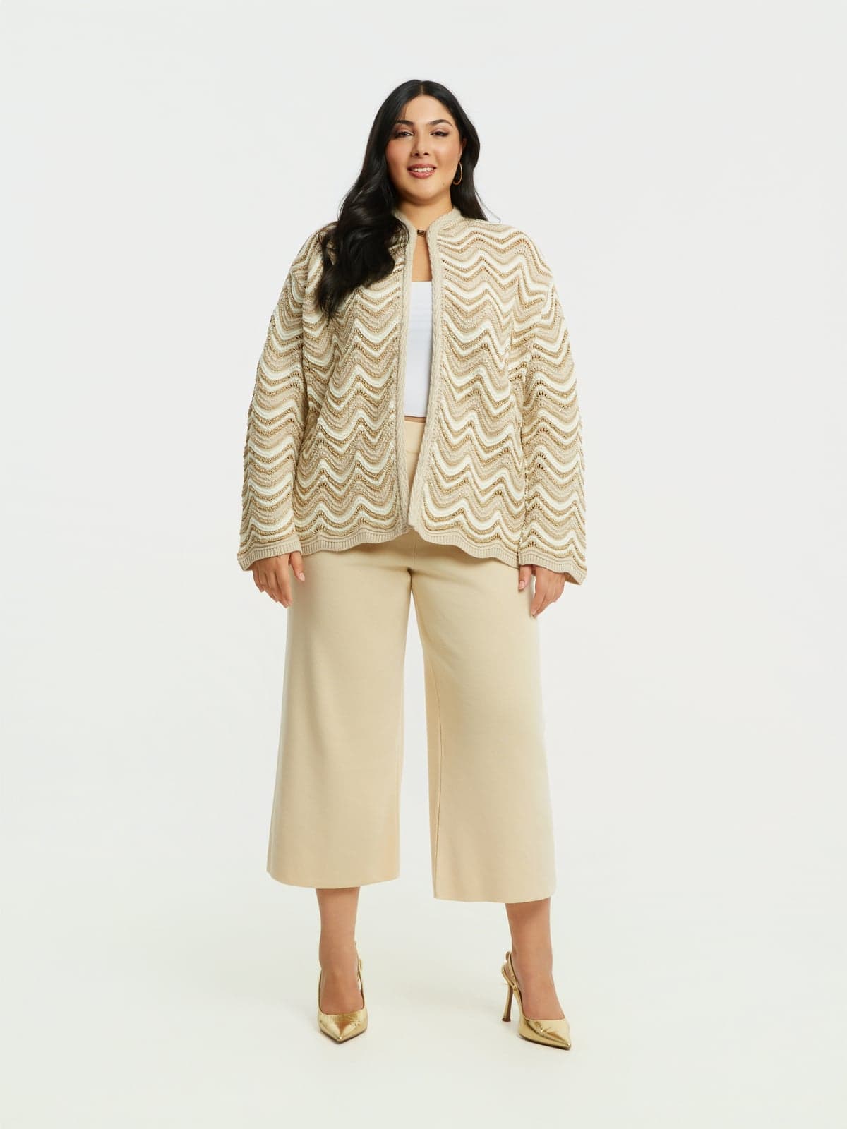 Women's Cardigans Mat Fashion Beige