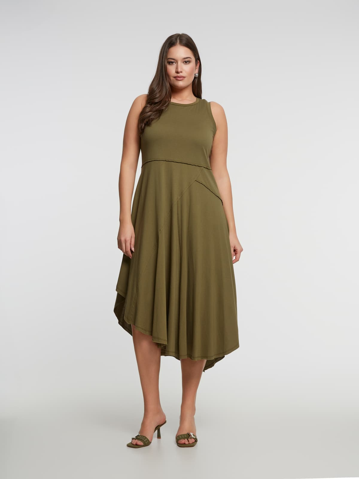 Women's Midi Dresses Mat Fashion Khaki