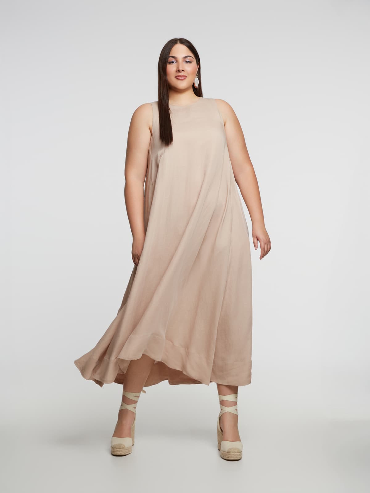 Women's Midi Dresses Mat Fashion Beige