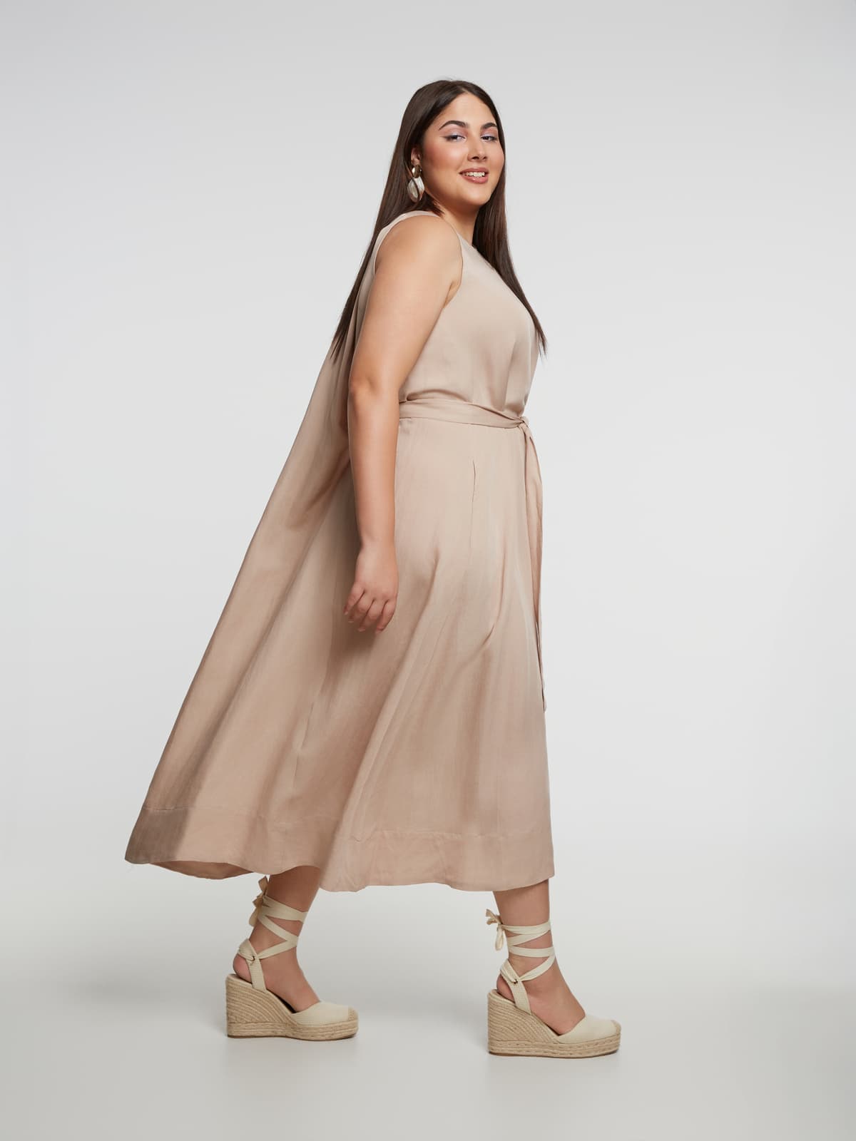 Women's Midi Dresses Mat Fashion Beige