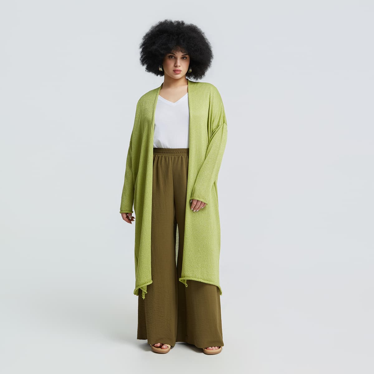 Μακριά πλεκτή ζακέτα με lurex